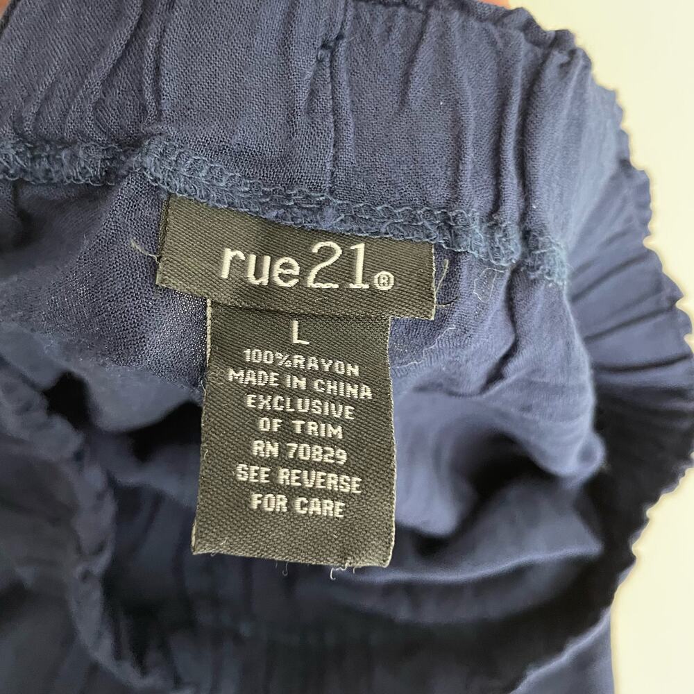 Rue21 High Rise Wide Leg Navy Pants Size Large - Picture 6 of 6